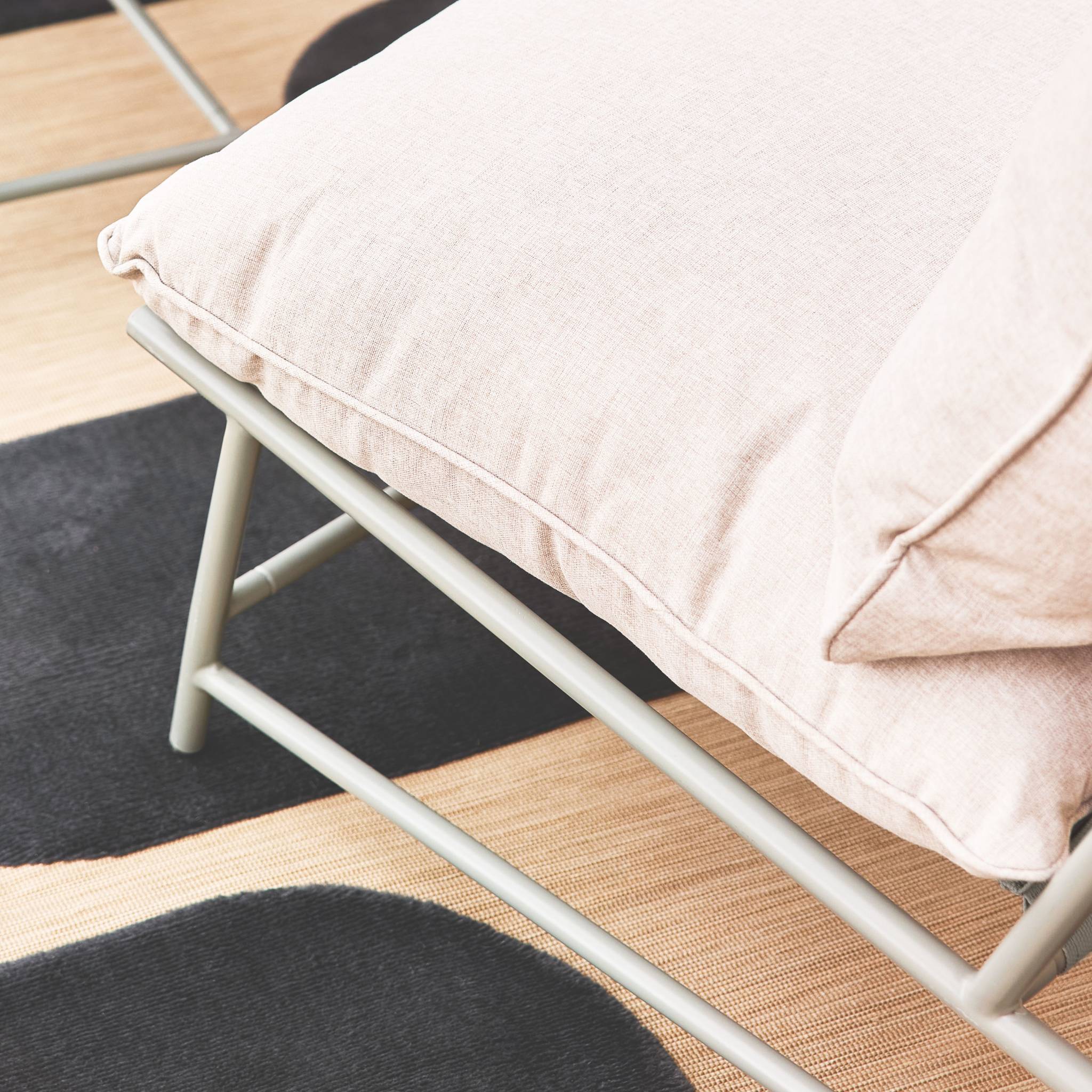 Salotto da giardino in acciaio e textilene a 4 posti, verde kaki