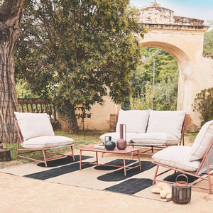 Salotto da giardino in acciaio e textilene a 4 posti, terracotta