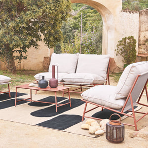 Salotto da giardino in acciaio e textilene a 4 posti, terracotta