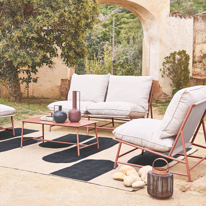 Salotto da giardino in acciaio e textilene a 4 posti, terracotta