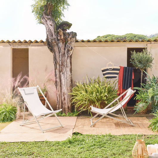 Set di 2 sedie da giardino in acciaio pieghevole multi posizioni con