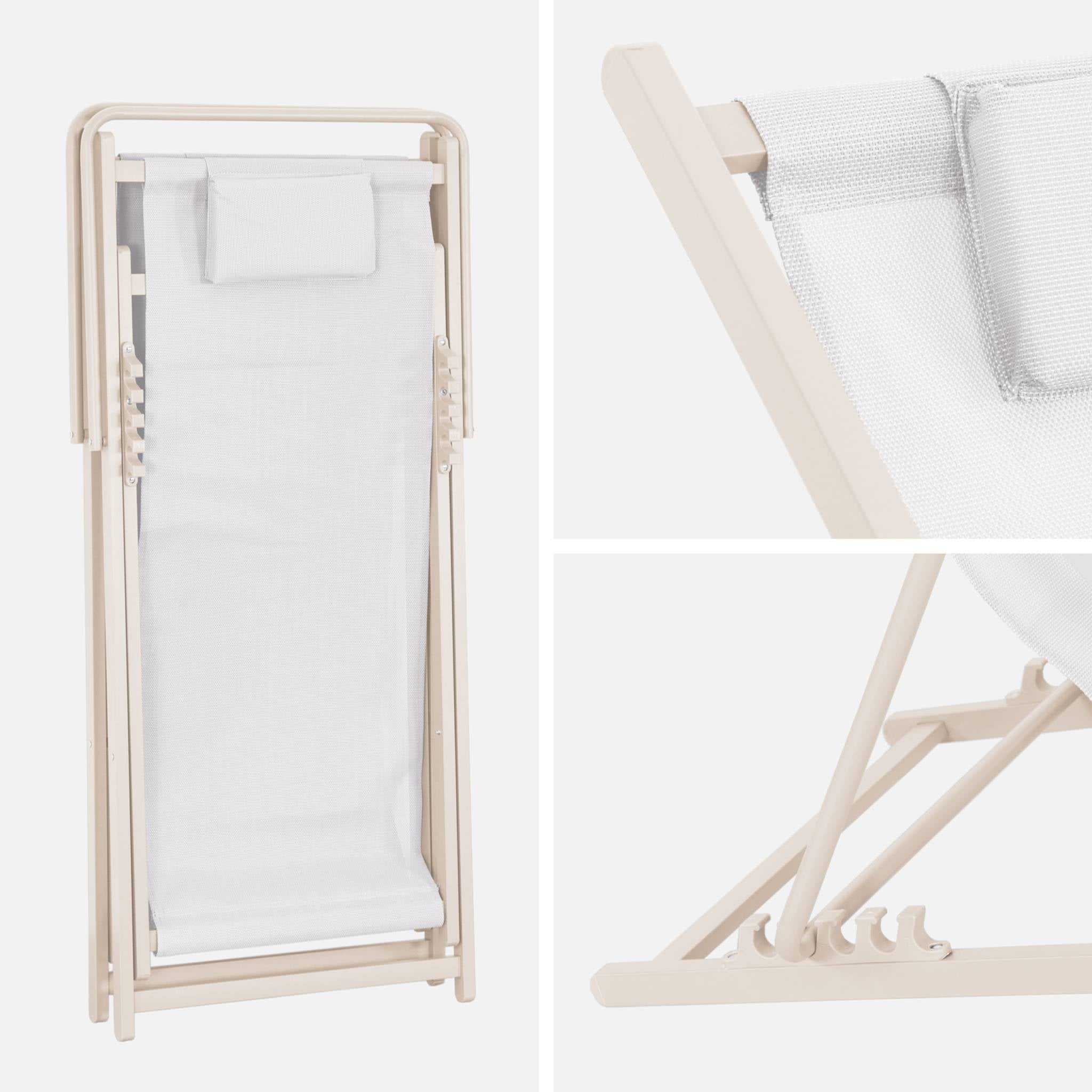 Set di 2 sedie da giardino in acciaio pieghevole multi posizioni con