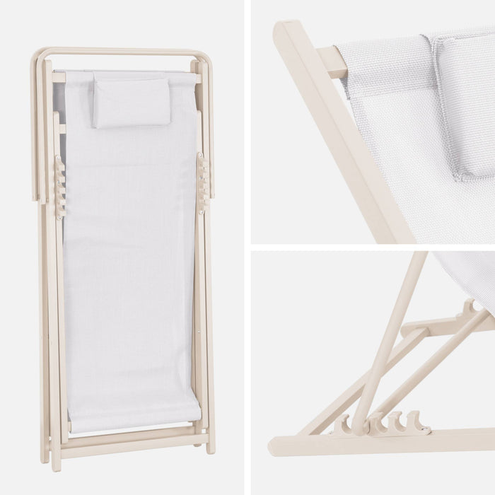 Set di 2 sedie da giardino in acciaio pieghevole multi posizioni con