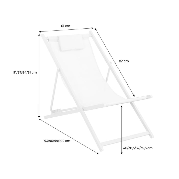 Set di 2 sedie da giardino in acciaio pieghevole multi posizioni con