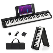 Pianoforte digitale pieghevole 90 x 13 x 5,5 cm con 128 suoni e funzioni Bluetooth design moderno in ABS bianco e nero 20_0018941