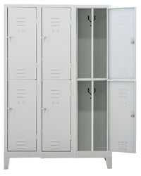 Armadio metallico multispogliatoio sovrapposto a norma ASL a 6 posti cm. 101x33x180h