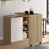 IDMarket - Mueble bar giratorio POLO 2 en 1 en imitación haya con puerta blanca