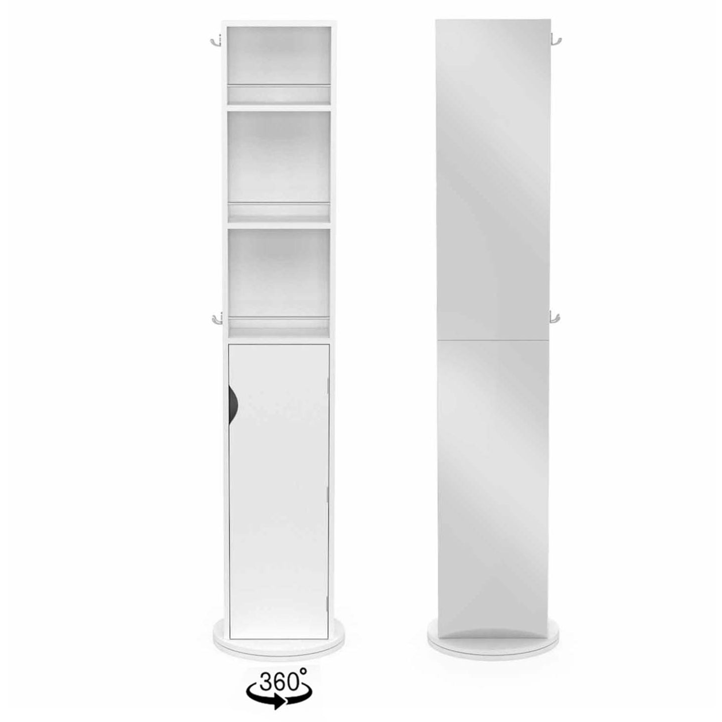 IDMarket - Mueble de baño blanco con espejo, armario y estantes