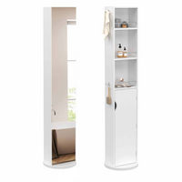 IDMarket - Mueble de baño blanco con espejo, armario y estantes