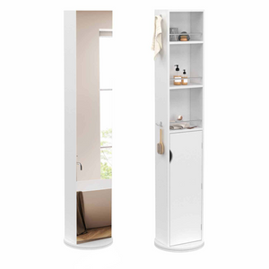 IDMarket - Mueble de baño blanco con espejo, armario y estantes