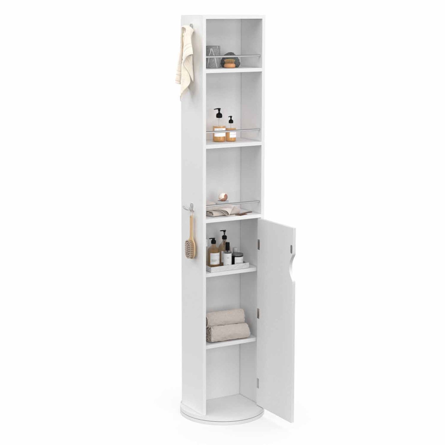 IDMarket - Mueble de baño blanco con espejo, armario y estantes