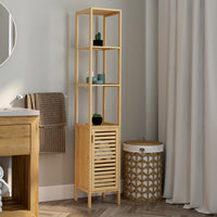 IDMarket - Mueble de baño de 1 puerta de bambú BEA