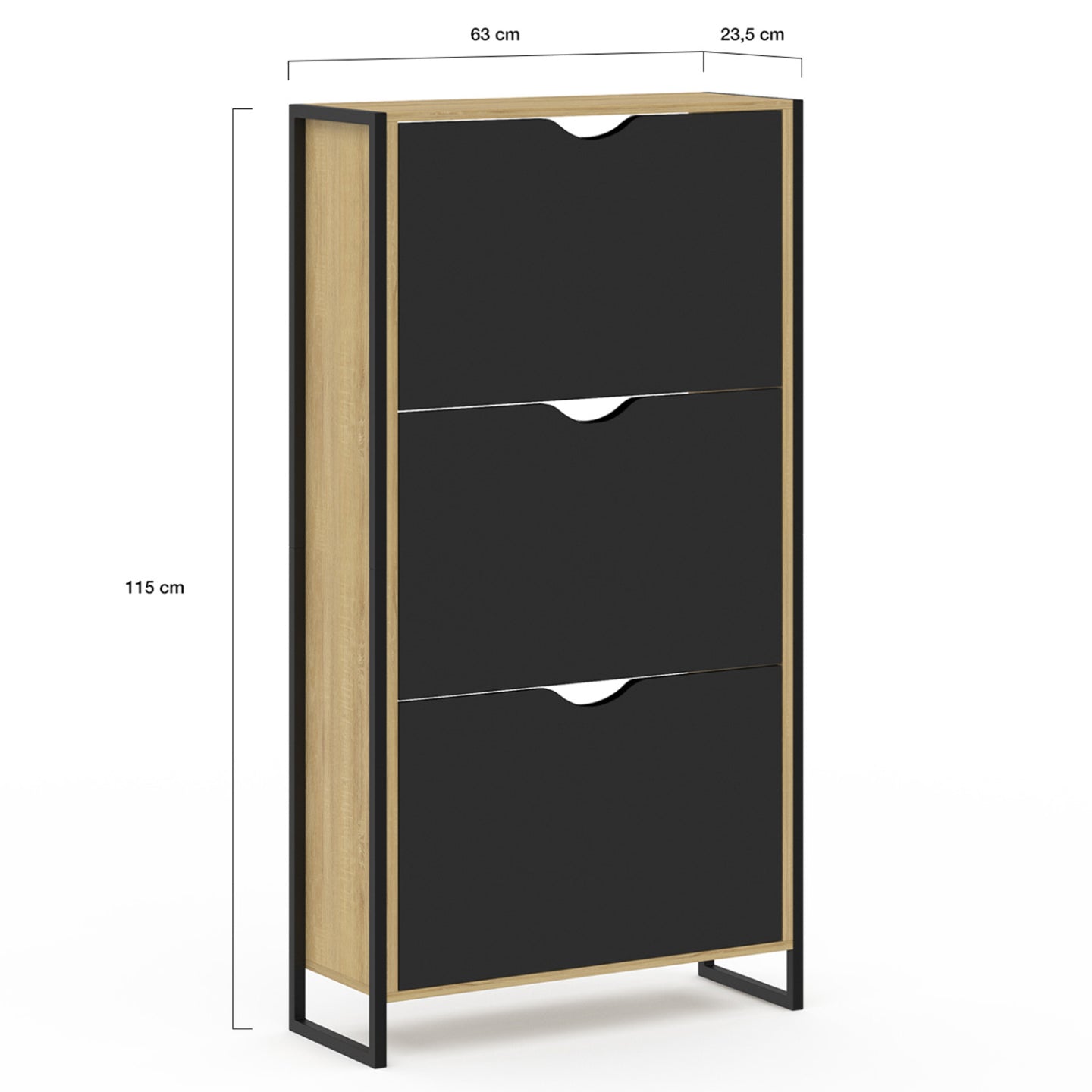 IDMarket - Mueble zapatero de diseño industrial de 3 puertas BOSTON