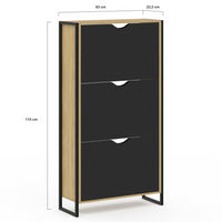 IDMarket - Mueble zapatero de diseño industrial de 3 puertas BOSTON