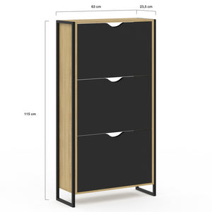 IDMarket - Mueble zapatero de diseño industrial de 3 puertas BOSTON
