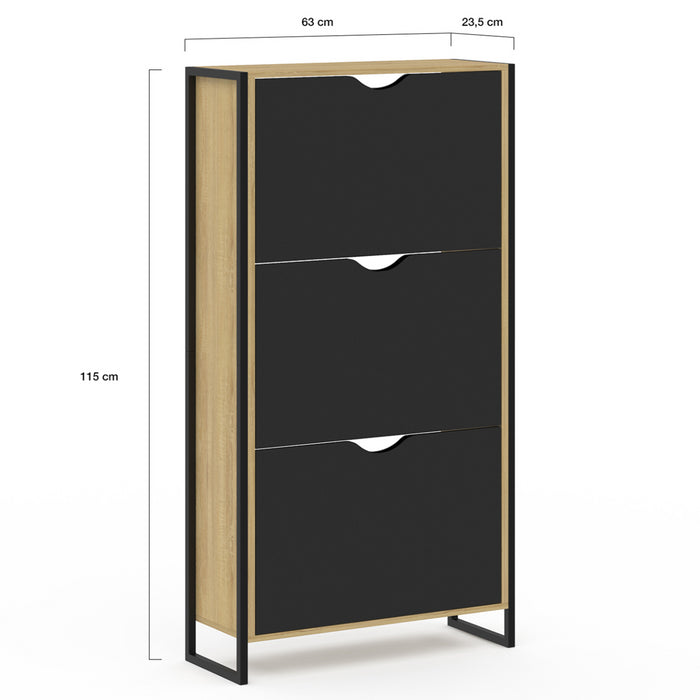IDMarket - Mueble zapatero de diseño industrial de 3 puertas BOSTON