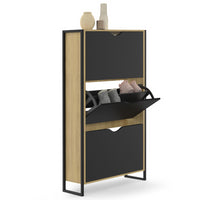 IDMarket - Mueble zapatero de diseño industrial de 3 puertas BOSTON