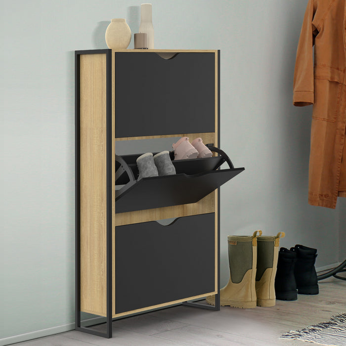 IDMarket - Mueble zapatero de diseño industrial de 3 puertas BOSTON