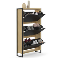 IDMarket - Mueble zapatero de diseño industrial de 3 puertas BOSTON