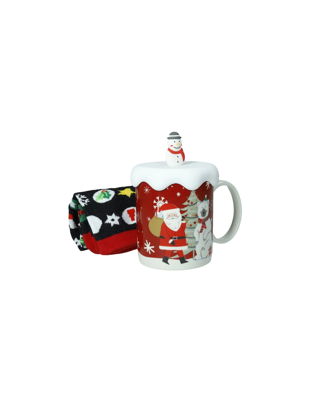 MUG NEW BONE CHINA C/TAPPO PUPAZZO   SILICONE E CALZINI COTONE