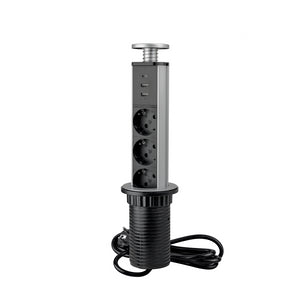 Multiconnettore estraibile Vertikal A+C, EU, Verniciato alluminio, Tecnoplastica e Alluminio.