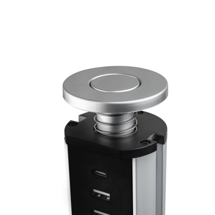 Multiconnettore estraibile Vertikal A+C, EU, Verniciato alluminio, Tecnoplastica e Alluminio.