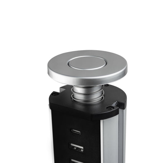 Multiconnettore estraibile Vertikal A+C, EU, Verniciato alluminio, Tecnoplastica e Alluminio.