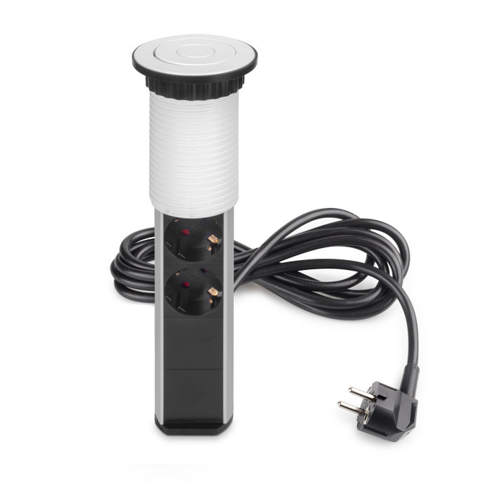 Multiconnettore estraibile Vertikal, EU, Verniciato bianco, Tecnoplastica e Alluminio.