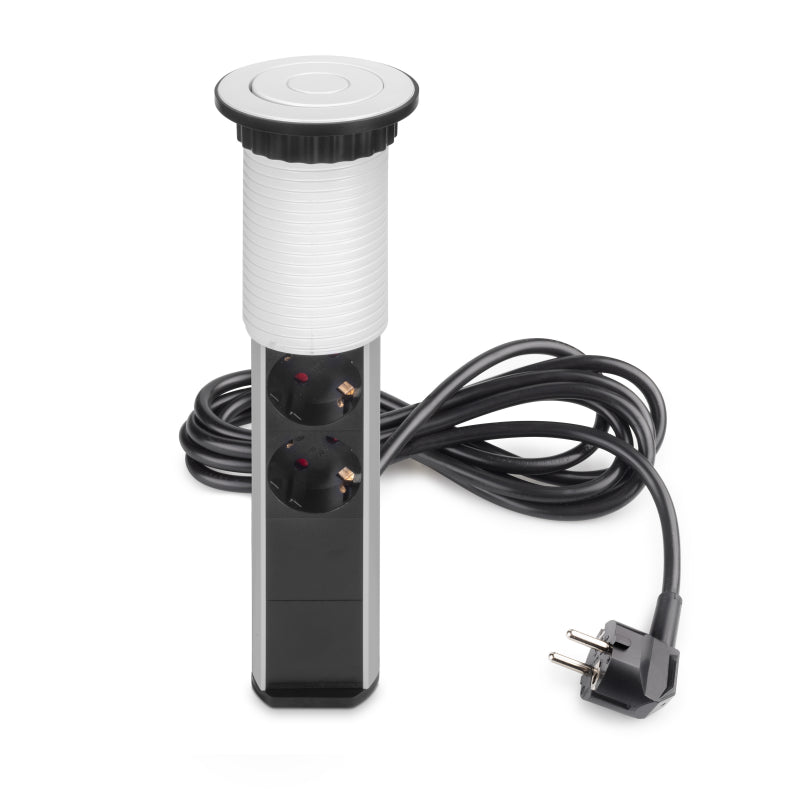 Multiconnettore estraibile Vertikal, EU, Verniciato bianco, Tecnoplastica e Alluminio.