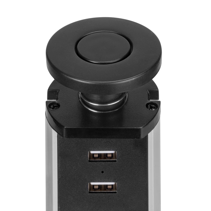 Multiconnettore estraibile Vertikal, EU, Verniciato nero, Tecnoplastica e Alluminio.