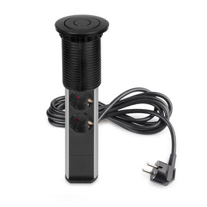 Multiconnettore estraibile Vertikal, EU, Verniciato nero, Tecnoplastica e Alluminio.