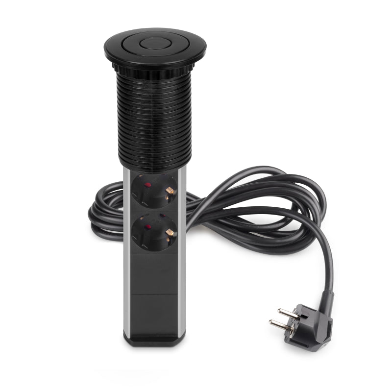 Multiconnettore estraibile Vertikal, EU, Verniciato nero, Tecnoplastica e Alluminio.