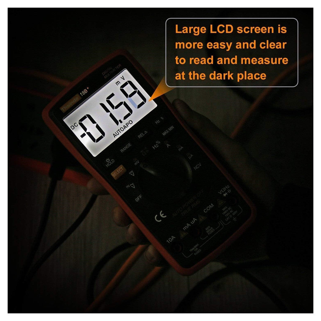 Trade Shop - Multimetro Digitale Retroilluminato Multi-test Tester Tensione Elettronico Automatico         