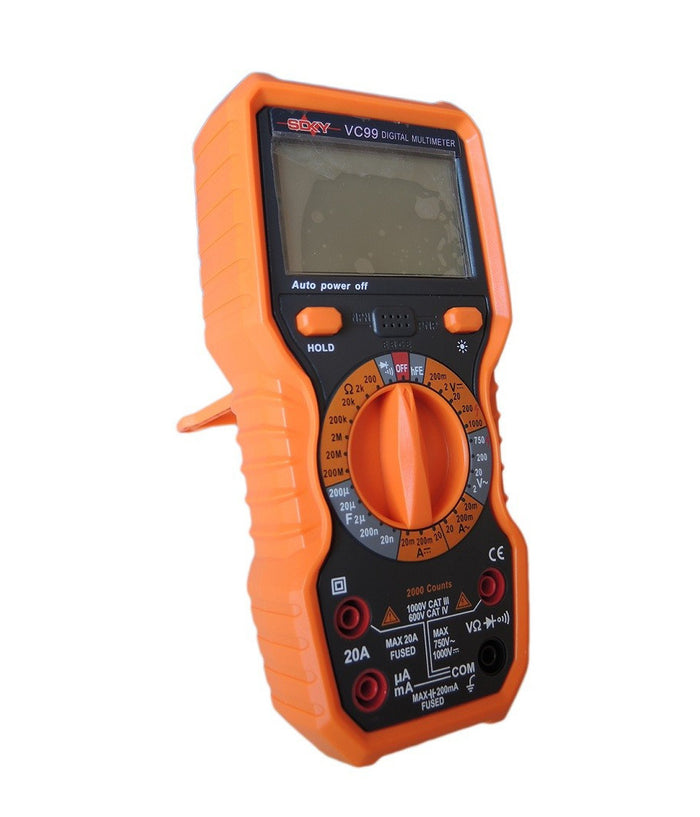 Trade Shop - Multimetro Digitale Tester Professionale Volt Ampere Farad Ohm Puntali Vc99 -