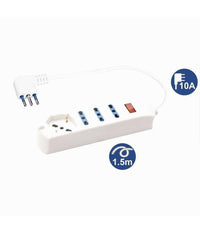 Multipresa 1 Presa Universale Schuko+3 Bipasso 10/16a Spina 10a Cavo 1.5mt 80083         
