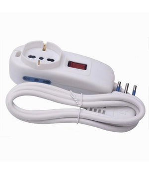 Multipresa 1 Uscite Universali+2 Bipasso 10/16a Spina 10a Cavo 1.5mt Bianco 80187n         