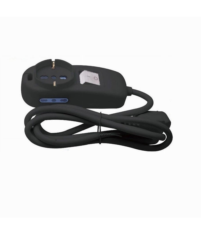 Multipresa 1 Uscite Universali+2 Bipasso 10/16a Spina 16a Cavo 1.5mt Nera 80336n         