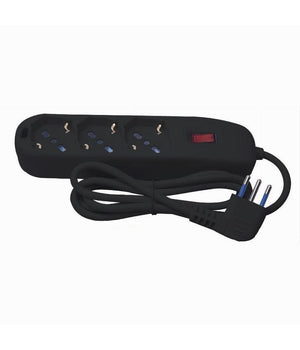 Multipresa 3 Uscite Universali Schuko Spina 10a Cavo 1.5 Mt Nero Ciabatta 80100n         