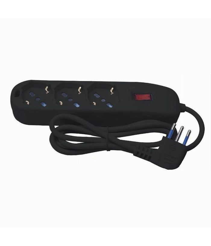 Multipresa 3 Uscite Universali Schuko Spina 10a Cavo 1.5 Mt Nero Ciabatta 80100n         