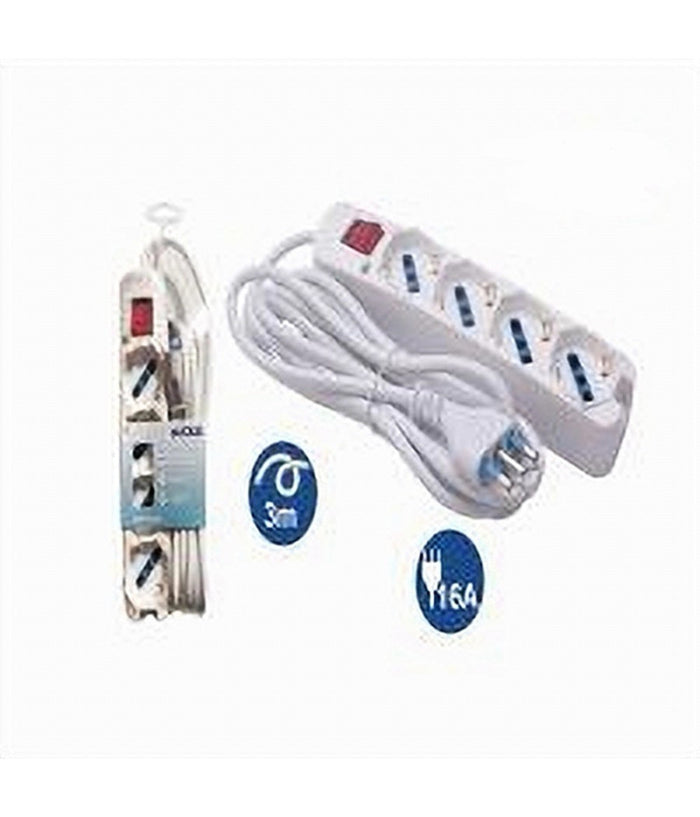 Multipresa 4 Uscite Universali Con Interruttore Luminoso Spina 16a Cavo 3mt 80190n         