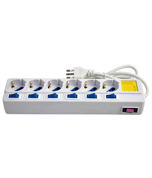 Multipresa 6 Posti Schuko Bipass 10-16a Con 7 Interruttori Protezione Bambini         
