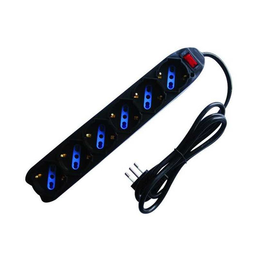 Multipresa 6 Prese con Interruttore Schuko/Bipasso 90° Nero 10A