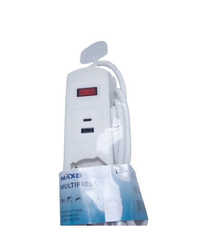 Multipresa 7 In 1 Usb A + C + 5 Prese Per Bipasso / Schuko / Eu Cavo 1.5mt 80082         