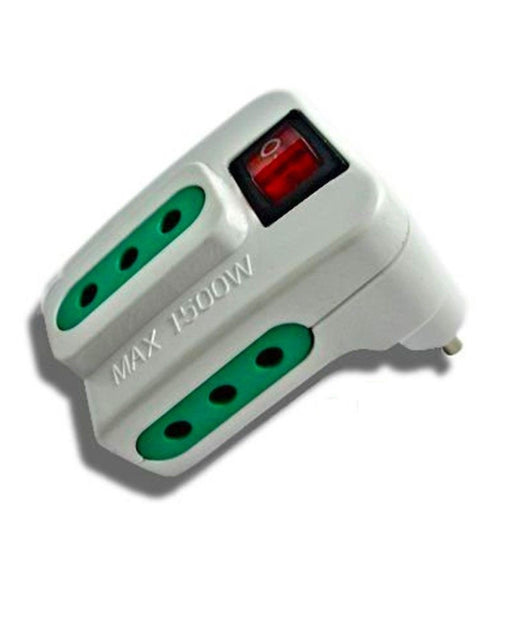 Multipresa Adattatore Elettrico Tripla Spina 10a E 3 Prese  Con Interruttore         