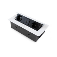 Multipresa Atom 26 Lite per scrivania, Verniciato bianco, Zama e Acciaio e Tecnoplastica.