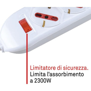 Multipresa bianca da 3 posti con 1 interruttore