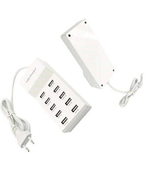 Multipresa Caricatore Rapido 50 Watt A 10 Porte Usb Dc5v T-10a08 Per Smartphone         