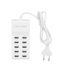 Multipresa Caricatore Rapido 50 Watt A 10 Porte Usb Dc5v T-10a08 Per Smartphone         