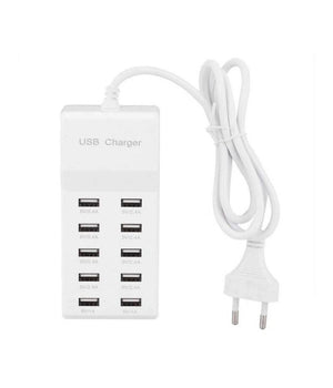 Multipresa Caricatore Rapido 50 Watt A 10 Porte Usb Dc5v T-10a08 Per Smartphone         