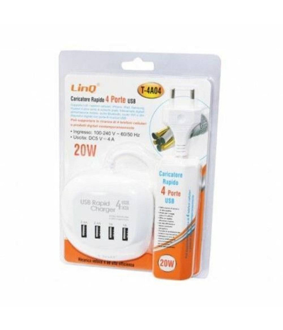 Multipresa Caricatore Ricarica Rapido 20w 4 Porte Usb T-4a04 Caricabatterie Multiporta         